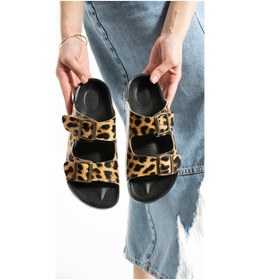 Resim Dakota Unisex Ortopedik Terlik Günlük Kadın Ve Erkek Dikişli Terlik Dış Mekan Ve Ev Terliği Leopar 