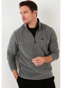 Resim Buratti Slim Fit Anti-Pilling Tüylenme Yapmayan Bato Yaka Şardonlu 2'Li Paket Erkek Polar 5906001S2 Antrasit-Gri 