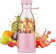 Resim zolyet Taşınabilir Elektrikli Bl 300ml Meyve Sıkacağı Bardak 6 B s Smoothie Milkshake Suyu Bebek Maması Seya Spor Mutfak Ofis için Dahili Pil Pembe 