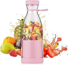 Resim zolyet Taşınabilir Elektrikli Bl 300ml Meyve Sıkacağı Bardak 6 B s Smoothie Milkshake Suyu Bebek Maması Seya Spor Mutfak Ofis için Dahili Pil Pembe 