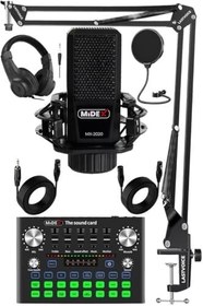 Resim Midex MX-2020 Compact Set-1 Efektli Ses Kartı Mikrofon Stand Seti (PC ve Telefon) 