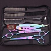 Resim 7 Parça Profesyonel Kuaför Makası Seti Japonya Paslanmaz Berber Makası İnceltme Makası Saç Kesim Tarak C1001, Saç Aletleri, Salon Ekipmanı, Profesyonel Kalite, Hassas Bıçaklar, El Yapımı Makaslar, Tarak Ucu, Ev Kullanıcıları İçin 