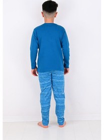 Resim Vitmo Erkek Çocuk Pijama Takimi Moon Uzun Kollu 1008 Pamuklu Lacivert 
