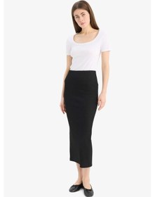 Resim DeFacto Yüksek Bel Fitilli Kaşkorse Basic Düz Maxi Siyah Kalem Etek C4497AX25SPBK81 Siyah 