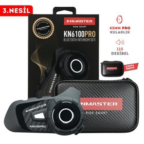 Resim Knmaster KN6100 PRO Motosiklet Kask İnterkom Bluetooth Intercom Kulaklık Seti (Carbon) 