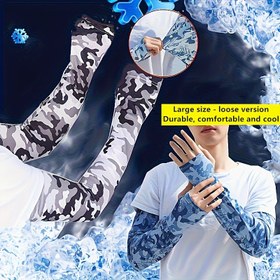 Resim Erkekler için Yazlık Güneş Koruyucu Kol Kollukları - İnce, Bol Kesim, Yüksek Esneklikte, Yıkanabilir Kamuflaj Buz Soğutma Kılıfı - Polyester, Her Mevsime Uygun, Karışık Renkler, Koşuculuk ve Kadınlar İçin Evrensel Uyum 