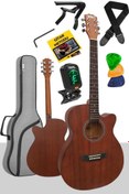 Resim Phx-187 Masif Ağaç Akustik Gitar 4/4 Yetişkin Boy (Gigbag Çanta Tuner Askı Capo) Midex