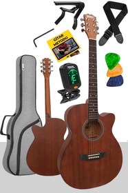 Resim Phx-187 Masif Ağaç Akustik Gitar 4/4 Yetişkin Boy (Gigbag Çanta Tuner Askı Capo) 