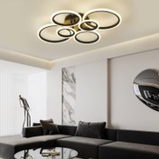 Resim Modern Lüks LED Tavan Lambası, Akrilik Gölgelik, 3 Renkli Ayarlanabilir Aydınlatma, Kurulum Donanımı Dahil, Oturma Odası, Yatak Odası Aydınlatması, Kuzey Avrupa Yuvarlak Oda Dekoru, Otel, Alışveriş Merkezi, Restoran Dekorasyonu 