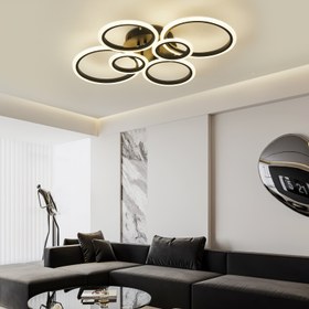 Resim Modern Lüks LED Tavan Lambası, Akrilik Gölgelik, 3 Renkli Ayarlanabilir Aydınlatma, Kurulum Donanımı Dahil, Oturma Odası, Yatak Odası Aydınlatması, Kuzey Avrupa Yuvarlak Oda Dekoru, Otel, Alışveriş Merkezi, Restoran Dekorasyonu 