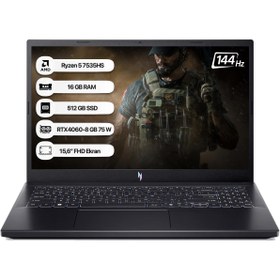 Resim Nitro V15 ANV15-41 NH.QSFEY.004 AMD R5 7535HS 15.6" 16 GB RAM 512 GB SSD RTX4060 8 GB FHD 144Hz FreeDOS Gaming Laptop 