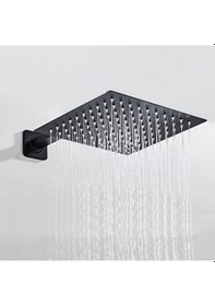 Resim Fause Ankastre Duş Başlığı Borulu Kare Slim Metal 25 X 25 Cm Siyah 