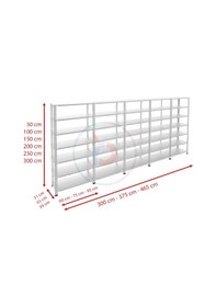 Resim Raf Burada 7 Katlı 5'li Galvaniz Çelik Raf - Depo, Arşiv, Kiler, Dosya, Market Rafı-43x93 cm-150 cm-1.00 mm 