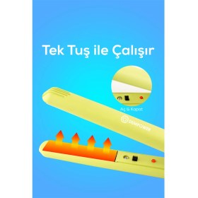 Resim Dempower Seyahat Tipi Mini Saç Düzleştirici – 10 mm Seramik Plaka, 200°C PTC Hızlı Isınma, Kompakt ve Taşınabilir 