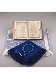 Resim Şal + Seccade + Tesbih + Kuran Hediye Seti (Çanta Boy. Lacivert) N11.2413 