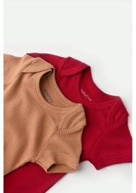 Resim Rebebe Babycosy Modal 2 Li Kısa Kollu Bebek Badi - Bebek Body - Csym1121 (544639971) Kahverengi - Kırmızı 