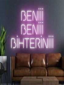 Resim Beniii Beniii Bihteriniii Yazılı Neon Tabela Pembe 