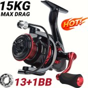 Resim 13+1BB, 5.2:1 Dişli Oranı, 15kg Maksimum Çekişi Olan 1000-7000 Serisi Spinning Makarası - Alüminyum Yapı, Tuzlu ve Tatlı Su Balıkçılığı İçin Uygun, Her Seviyede Kullanıcıya Uyumlu Dayanıklı Olta Ekipmanı 