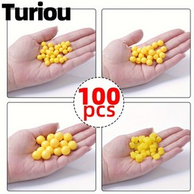 Resim 100 adet Turiou Yapay Yeşim Mikro Boncuk Balıkçılık Ağırlıkları - Bass, Perch, Roach için TPE Yumuşak Küresel Yemler - Tatlısu & Tuzlu Su Balıkçılığı için Sarı Batan Yemler, Noel için En İyi 