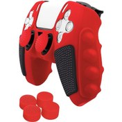 Resim Sony Ps5 Ekleme Renkli Silikon Gamepad Rocker Kapaklı Koruyucu Kılıf Kırmızı Siyah 