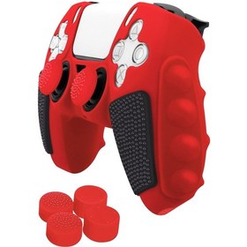Resim Sony Ps5 Ekleme Renkli Silikon Gamepad Rocker Kapaklı Koruyucu Kılıf Kırmızı Siyah 