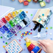 Resim 1200 adet Parlak Renkli 0.99 cm Kare Cam Mozaik Karoları - DIY El Yapımı Küçük Kristal Mozaik Parçaları Sanat Projeleri, Dekoratif Mozaik Karo Blokları, Mükemmel Aile Tatil Hediyesi, helloween 