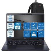 Resim Acer Travelmate P4 Intel Core I7-1260P 64GB 2tb SSD Intel UHD Graphics Fhd 14" Freedos Taşınabilir Bilgisayar MP414F09 + Zettaçanta 