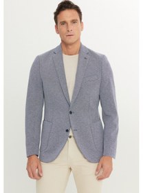 Resim Erkek Lacı Pamuklu Slim Fit Dar Kesim Mono Yaka Armürlü Torba Cepli Blazer Ceket Lacı 