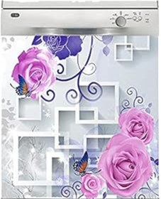 Resim Roses Store Bulaşık Makinesi Sticker Kaplama Beyaz Eşya Kaplama Pembe Güller Ve Çiçekler 