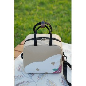 Resim Termal Çanta Isı Yalıtımlı Su Geçirmez Yemek Taşıma Beslenme Çantası Askılı Bej Fi 