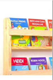 Resim evbiziz Çocuk Odası Eğitici Montessori Kitaplıkraf Duvar Rafı 5 Li 145cm-72 Cm-8,5 Cm 