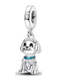 Resim Fubena Robot Dost Köpek Sallantılı Gümüş Charm 
