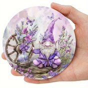 Resim 6 adet Vintage Oak Wood Coasters Lily Gnome Wheel Tasarımı ile, 9.5cm - Kusursuz Lavanta ve Kelebek İllüstrasyonları, Elde Yıkanabilir - Mutfak ve Ev Dekoru için İdeal, Mutfak Dekoru Aksesuarları | Kusursuz Tasarım | Oval Şekilli Coasters, İçecekler için Coasters 