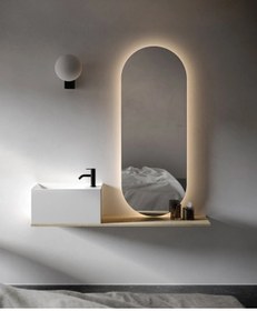 Resim eagle mirror 60x40cm Elips Dekoratif Banyo Duvar Aynası Ledli Banyo Duvar Aynası Salon Duvar Aynası 
