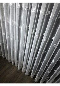 Resim Tül Perde Sorti Desen Grek Etek Işlemeli Ekru 