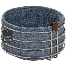 Resim Silver Yuvarlak Ekmek Sepeti Şık,ekmeklik Açık Mavi Hasır Örmeli Makrome-çok Amaçlı Metal Paslanmaz Gümüş 