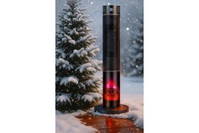 Resim Grooth Alev Efektli Kule Tipi Fanlı Seramik Isıtıcı Uzaktan Kumandalı Şömine Efektli Ptc Isıtıcı 