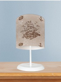 Resim Mekta Home Bebek Ve Çocuk Odası Korsan Gemi Ve Dümen Desenli Abajur 