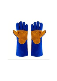 Resim Willowhaven Mavi Sarı 1 Adet Bahçe İnşaat Eldiveni Evcil Hayvan Isırığı Korumalı 
