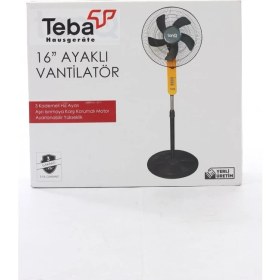 Resim Teba TAV-2000 16" Sarı Renk Ayaklı Vantilatör 55 W Güçlü 5 Kollu Pervane Özelliği ile Etkili Hava Akımı 