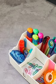 Resim HopeWay Home Line 6' Bölmeli Çok Amaçlı Masa Üstü Düzenleyici Kalemlik -takı- Makyaj Organizeri 