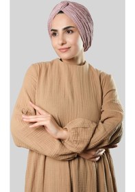 Resim Hürrem Bone Violet Çapraz Büzgülü Piliseli Tesettür Bone Fukuro Kendinden Desenli 2316 21 Violet 