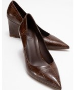 Resim Puera Açık Kahverengi Baskı Sivri Burunlu Kadın Dolgu Topuklu Ayakkabı Açık Kahverengi 