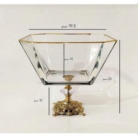 Resim Paşabahçe Metal Ayaklı Gold Detaylı Büyük Boy Kase- Sunum - Servis - Salata Kasesi 