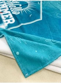 Resim Asyabayrak, Baskılı Plaj Havlusu KOD:06, Mavi, PLAJHAVLUSU6 