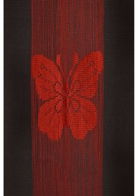 Resim Kelebek Model Kırmızı Renk İp Perde Hazır Düğmeleri Dikilmiş İp Perde 300 270 Cm Kırmızı 