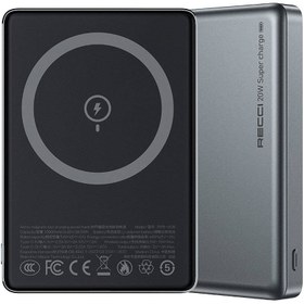 Resim Recci RPB-W26 Armor Serisi Ultra İnce PD 20W Hızlı Şarj Özellikli Wireless Powerbank 15W 10000mAh Gri 
