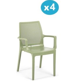 Resim Omnipazar Sy-2504 Plastik İcon Bahçe Koltuk Sandalye 4'lü Set Yeşil 