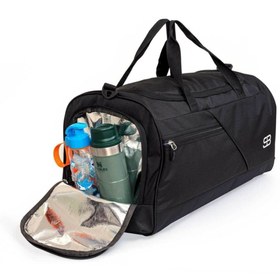 Resim Solo Bag Ayakkabı Gözlü Termoslu Büyük Boy Unisex Siyah Spor Fitness Ve Seyahat Çantası 