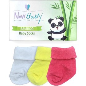 Resim Novibaby 3'lü Bambu Yenidoğan Bebek Çorabı I Spring I 0-6 ay "Karışık Renkli" 